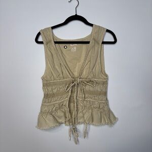 Free People Tie Front Vest Top in Pale Chartreuse Size Small